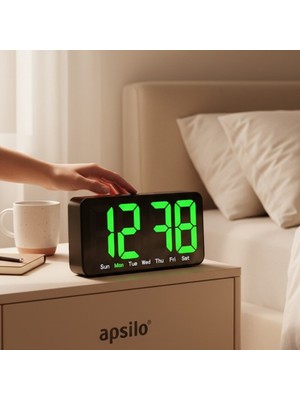 Hediyesahibi Modern LED Dijital Alarm Saat – Büyük Ekranlı, Gün Göstergeli, Şık Masaüstü Saat