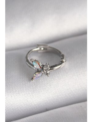 Nacario Mey Ithalat® 316L Çelik Gümüş Renk Zirkon Taşlı Kelebek Model Tragus Piercing