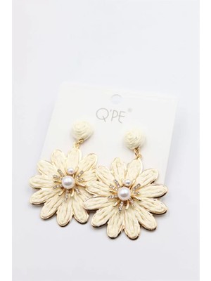 Die Grup Hasır Çiçek Küpe - Krem