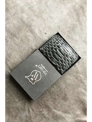 VİP GİFT Siyah Kartlık Deri Python Baskılı Mini Cüzdan