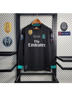 R. Madridd 2017-18 Kiev Şampiyonlar Ligi Finali Cristiano Ronaldo Forması (Siyah-Uzun-Kol)