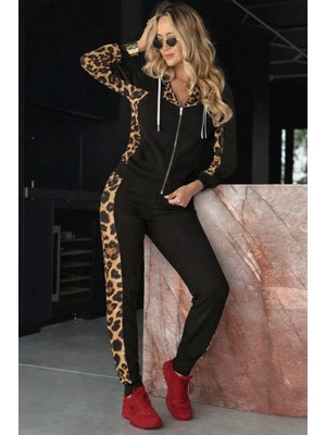 Kadın Uzun Kollu Önden Fermuarlı Bağcıklı Viskon Iki Iplik Bluz ve Pantolon Ikili Takım