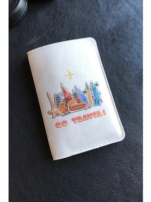 VİP GİFT Voyager Pasaport Kılıfı Vegan Deri Pasaportluk Baskılı Kot Mavi