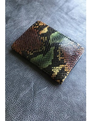 VİP GİFT Voyager Hakiki Deri Pasaport Kılıfı Yılan Kahverengi