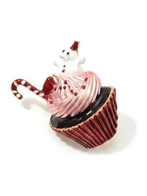 Die Grup Kardan Adamlı Kek Yılbaşı Broş - Kırmızı