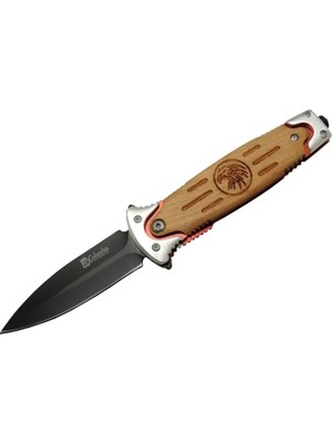 Die Grup Fs 11032 Kahverengi Kurtarma / Kamp Çakısı 20CM - Kartal Işlemeli Ahşap Sap, Kemerlikli, Ca