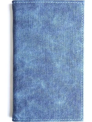 VİP GİFT Hesap Sümeni Adisyon Kabı Kot Desen Mavi Vegan Deri 12 x 20 Cm.