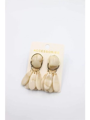 Die Grup Taşlı Küpe - Krem