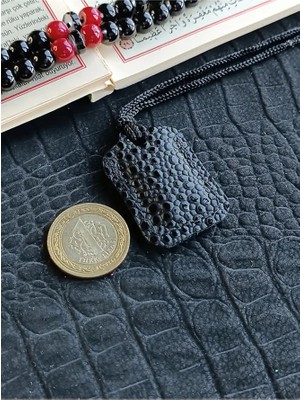 VİP GİFT Küçük Dörtgen Cevşen Dualı Kolye Muska Hakiki Deri El Yapımı Xs Baloncuk Desenli