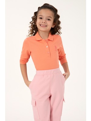 U.S. Polo Assn. Kız Çocuk Somon Polo Yaka Basic Sweatshirt 50296377-VR047