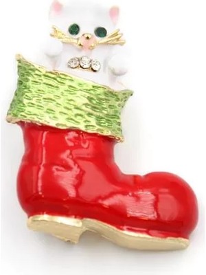 Die Grup Çizme Broş - Kırmızı