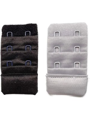 Toyigoo 2 Adet Agraf Sütyen Uzatma Kopçası 3 Sıra / 2 Kanca Siyah Gri TYG-84037RS