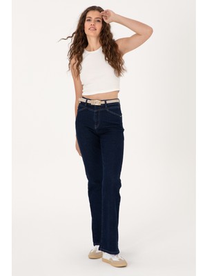U.S. Polo Assn. Kadın Mavi Slim Flare Fit Jean Pantolon 50297486-DN0022