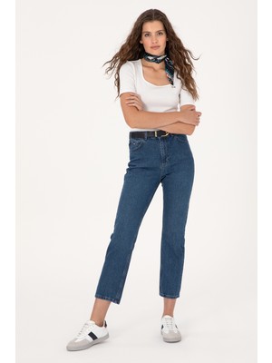 U.S. Polo Assn. Kadın Açık Mavi Straight Fit Jean Pantolon 50295411-DN0021