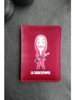 VİP GİFT La Casa De Papel Vegan Deri Pasaport Kılıfı Bordo Rengi