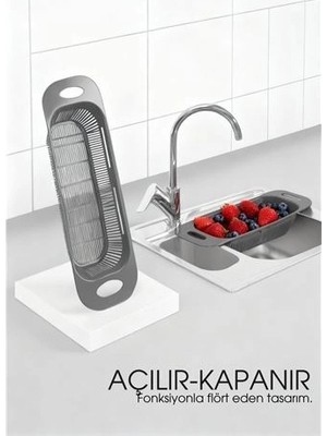 Nacario Mey Ithalat® Ayarlanabilir Sürgülü Lavabo Süzgeci – Mutfak Için Pratik ve Şık Tasarım Gri 722439