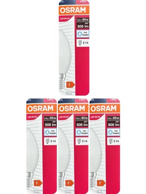 Avarson (4 Adet) Ledvance 7,5W Beyaz Işık (6500K) E14 Duylu (Ince Duy) LED Ampul