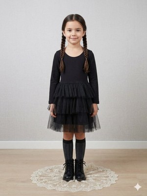 Lina Baby Bloomm Kız Çocuk Bayramlık Tütü Elbise Tüllü Siyah Prenses Elbise