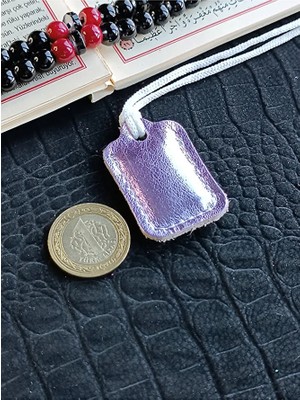 VİP GİFT Küçük Dörtgen Cevşen Dualı Kolye Muska Hakiki Deri El Yapımı Xs Parlak Deri