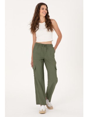 U.S. Polo Assn. Kadın Koyu Haki Cargofit Kanvas Pantolon 50309123-VR111