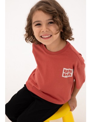 U.S. Polo Assn. Erkek Çocuk Gül Kurusu Bisiklet Yaka Tişört 50314961-VR026