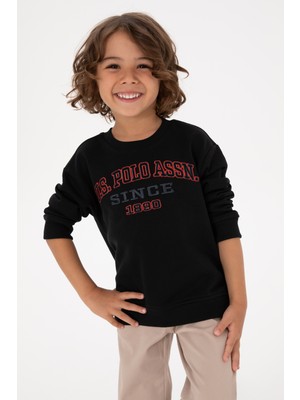 U.S. Polo Assn. Erkek Çocuk Siyah Bisiklet Yaka Sweatshirt 50313843-VR046
