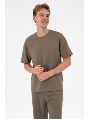 U.S. Polo Assn. Erkek Comfort Fit Bisiklet Yaka Vizon Tişört 50307322-VR052