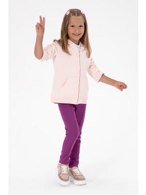 U.S. Polo Assn. Kız Çocuk Menekşe Nervürlü İnterlok Tayt 50316891-VR037