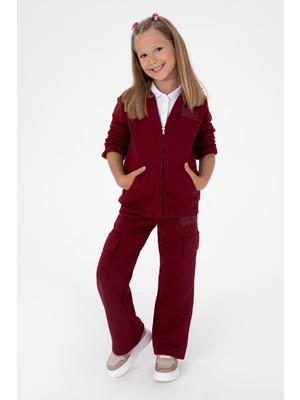 U.S. Polo Assn. Kız Çocuk Bordo Cep Detaylı Parlak Baskılı Eşofman Altı 50316892-VR014