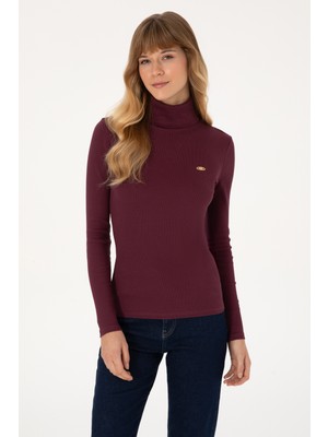 U.S. Polo Assn. Kadın Bordo Balıkçı Yaka Sweatshırt 50313430-VR177