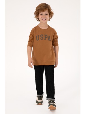 U.S. Polo Assn. Erkek Çocuk Camel Basic Bisiklet Yaka Sweatshirt 50313830-VR233