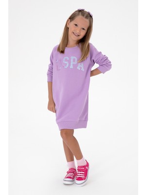 U.S. Polo Assn. Kız Çocuk Lila Payet Detaylı Bisiklet Yaka Sweat Örme Elbise 50314313-VR034