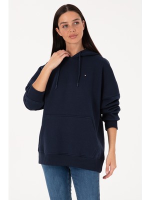 U.S. Polo Assn. Kadın Lacivert Şardonlu Kapüşonlu Sweatshırt 50313567-VR033