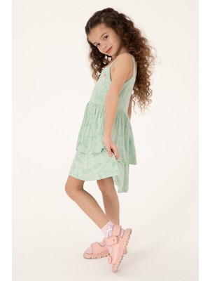 U.S. Polo Assn. Kız Çocuk Su Yeşili Fırfırlı Askılı Örme Elbise 50306276-VR048