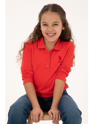 U.S. Polo Assn. Kız Çocuk Kırmızı Polo Yaka Basic Sweatshirt 50316836-VR030