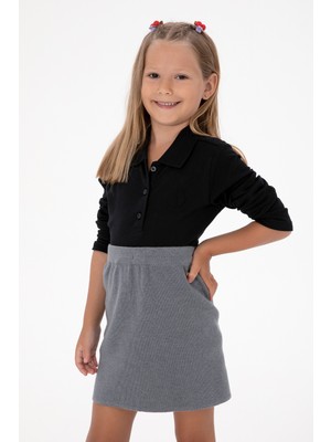 U.S. Polo Assn. Kız Çocuk Siyah Polo Yaka Basic Sweatshirt 50316836-VR046
