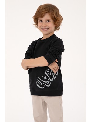 U.S. Polo Assn. Erkek Çocuk Siyah Bisiklet Yaka Basic Sweatshirt 50313979-VR046