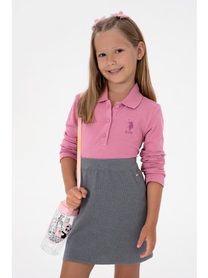 U.S. Polo Assn. Kız Çocuk Pembe Polo Yaka Basic Sweatshirt 50316836-VR167