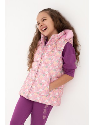 U.S. Polo Assn. Kız Çocuk Pembe Kapüşonlu Şişme Yelek 50313062-VR167