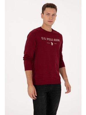 U.S. Polo Assn. Erkek Regular Fit Bisiklet Yaka Bordo İnce Basic Sweatshirt 50313743-VR014