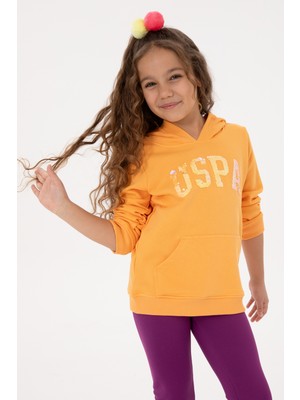 U.S. Polo Assn. Kız Çocuk Kavun Payet İşlemeli Kapüşonlu Basic Sweatshirt 50314312-VR244