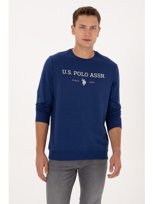 U.S. Polo Assn. Erkek Regular Fit Bisiklet Yaka İndigo İnce Basic Sweatshirt 50313743-VR028