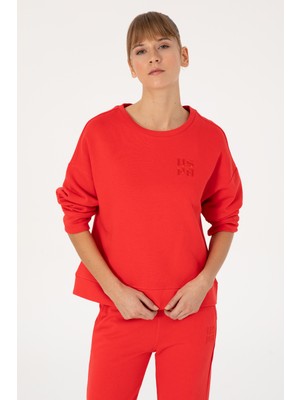 U.S. Polo Assn. Kadın Kırmızı Bisiklet Yaka Basic Sweatshırt 50313565-VR030