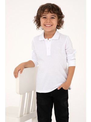 U.S. Polo Assn. Erkek Çocuk Beyaz Basic Polo Yaka Sweatshirt 50313790-VR013