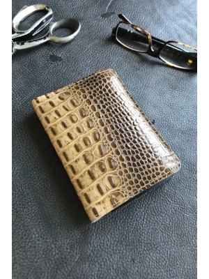 VİP GİFT Voyager Hakiki Deri Pasaport Kılıfı Croco Kahve