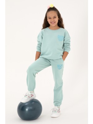 U.S. Polo Assn. Kız Çocuk Mint Simli Baskı Detaylı Jogger Eşofman Altı 50316849-VR090
