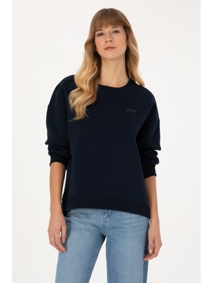 U.S. Polo Assn. Kadın Lacivert Şardonlu Bisiklet Yaka Basic Sweatshırt 50313586-VR033
