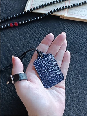 VİP GİFT Küçük Dörtgen Cevşen Dualı Kolye Muska Hakiki Deri El Yapımı