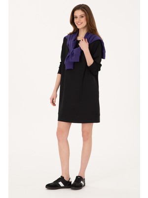U.S. Polo Assn. Kadın Siyah Modal Karışımlı Mini Boy Bisiklet Yaka Örme Elbise 50313438-VR046