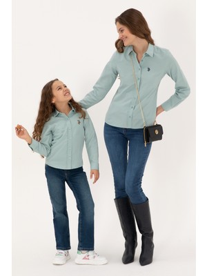 U.S. Polo Assn. Kız Çocuk Mint Uzun Kollu Basic Gömlek 50317629-VR090